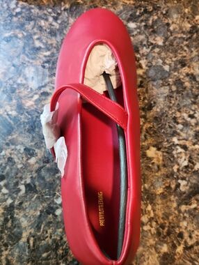 PrettyLittleThing Bright Red Mary Jane Ballet Flats